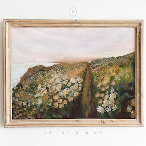 Peinture de paysage, art mural imprimable, art mural horizontal, art vintage, art mural horizontal, paysage marin imprimable, art mural océan, impression d&#39;art mural