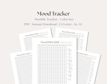 Printable Mood Tracker: Mental Health Journal, Self-Care Worksheet (PDF Download)
