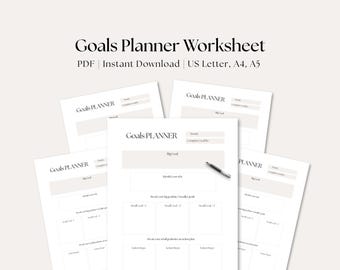 Goal Planner Worksheet Printable: A4/A5/Letter Sizes (PDF Download)