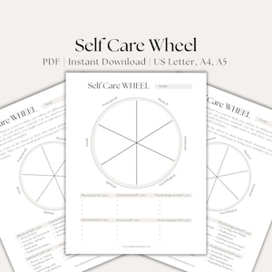 Self Care Wheel Printable: Wellness Worksheet (PDF Download, US Letter/A4/A5)