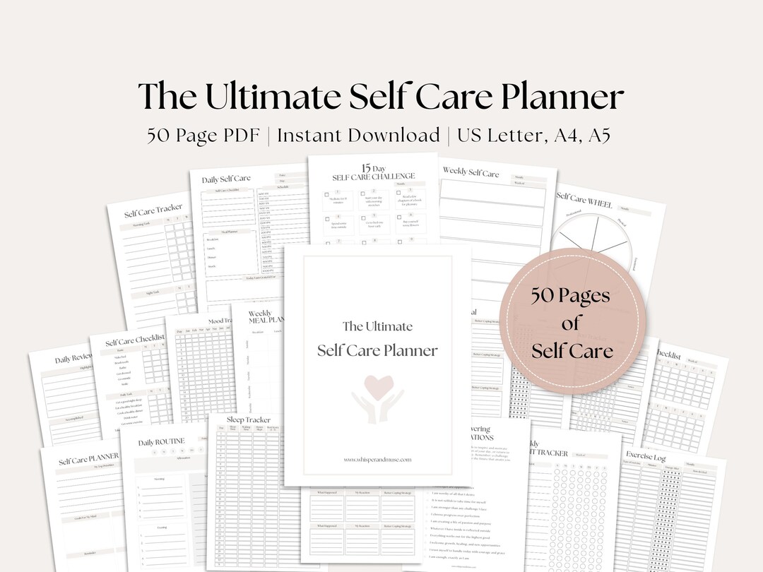 Self Care Planner Bundle: Habit & Goals Tracker (printable PDF Digital ...