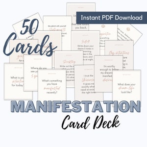 Manifestation Card Deck,  Cards for Law of Attraction, Activity Cards, Reflection Cards, Manifesting Kit, Self Care Printables, DIGITAL