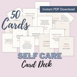 Self Care Card Deck, Affirmation Quotes, Journal Prompts, Manifesting Kit, Activity Cards, Self Care Printables, DIGITAL