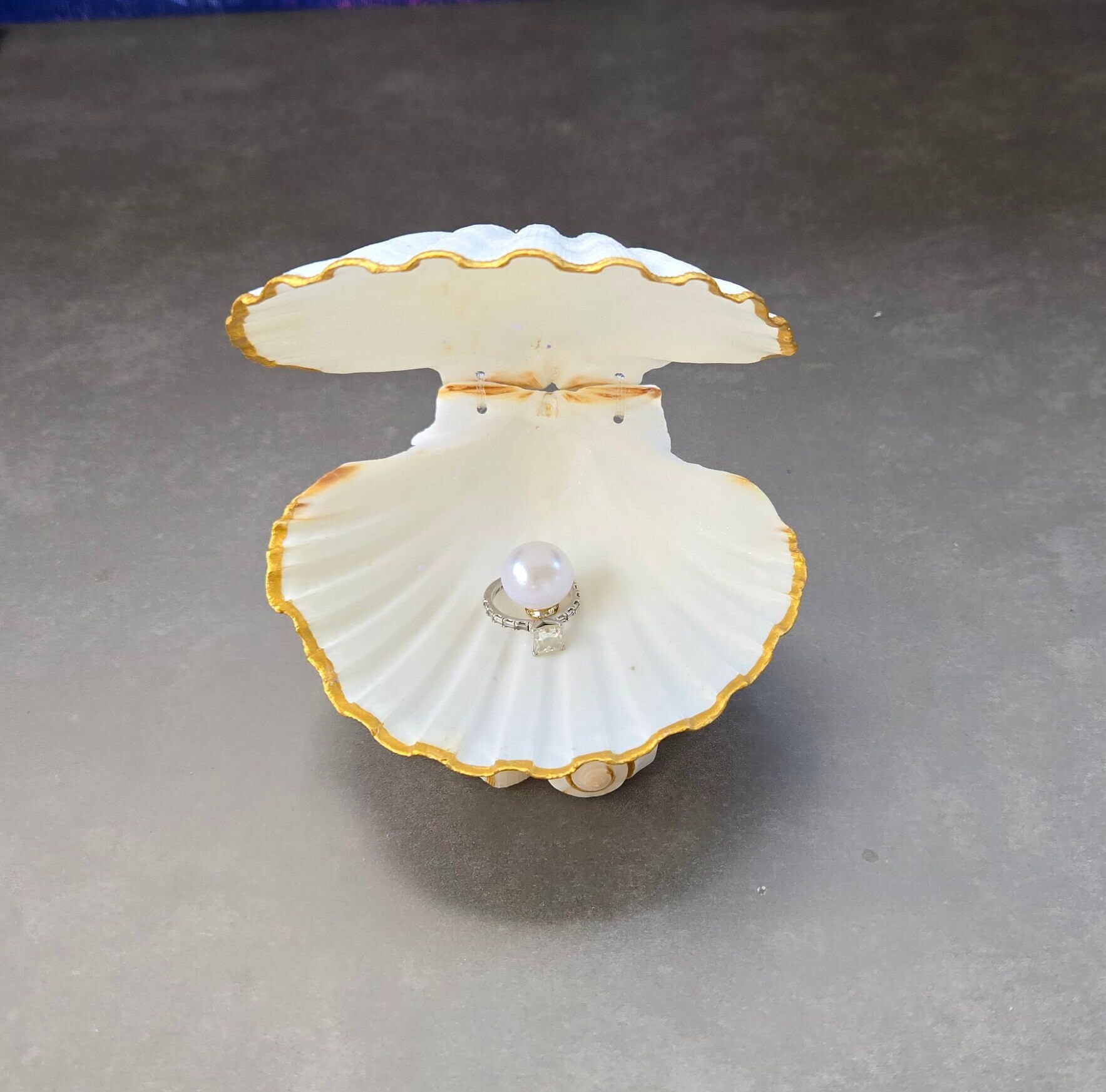 Handmade Engagement Seashell Ring Box, Ivory Seashell Ring Holder - Etsy