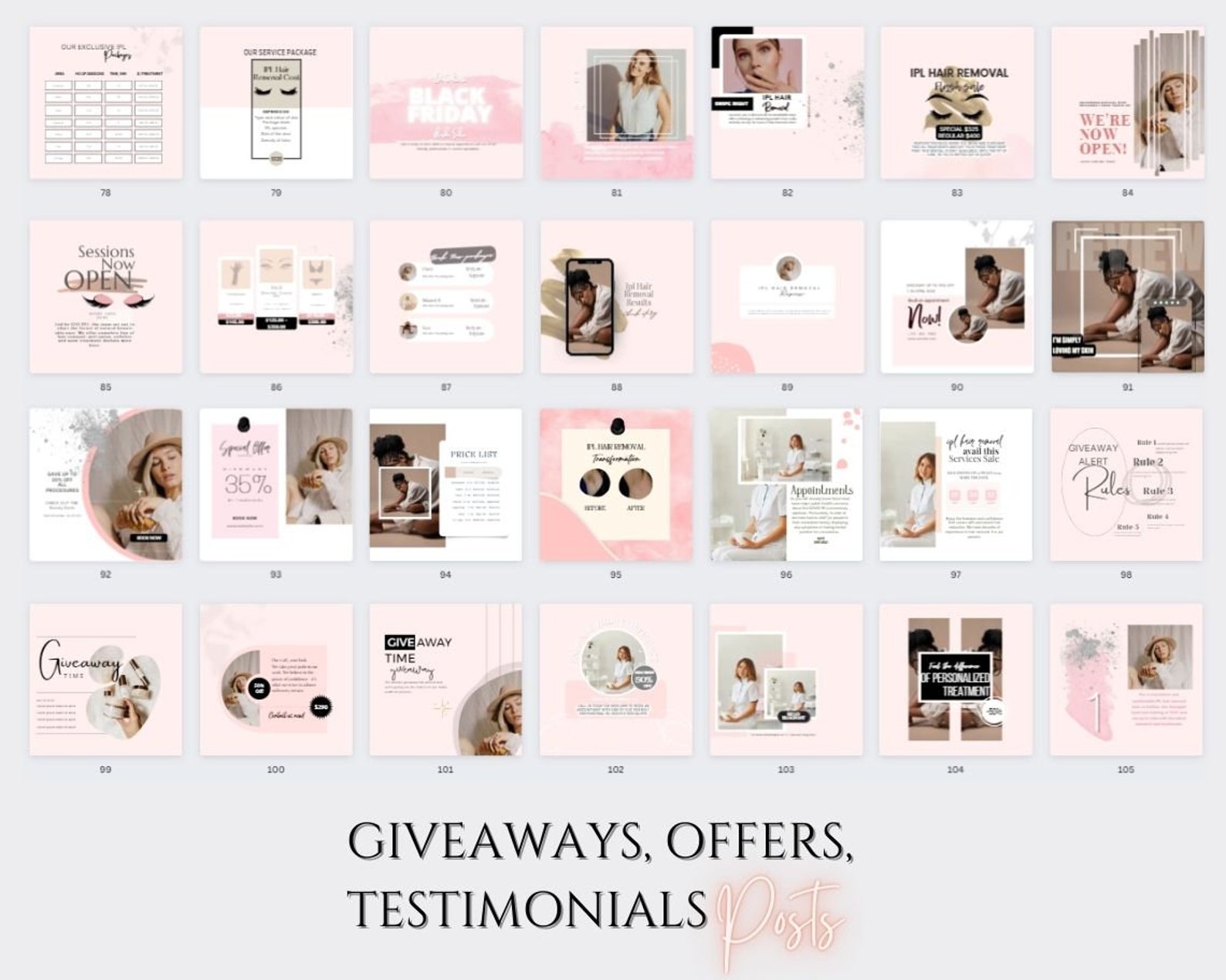 IPL Hair Removal Posts IPL Instagram Posts Canva Templates Ig ...