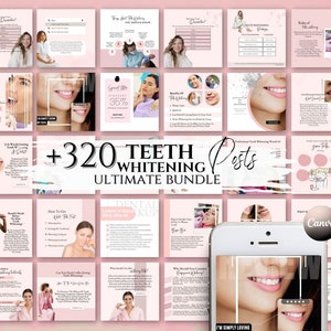 Teeth Whitening Instagram Post Templates, Dentist Social Media Template, Dental Templates Dentistry Clinic Canva Template Teeth Social Media