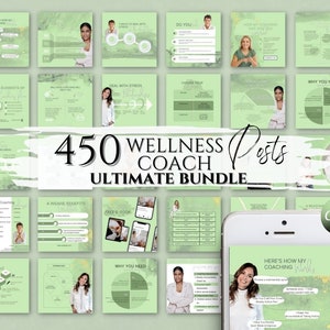 Sjablonen voor welzijnscoach Sjablonen voor levenscoaching Sjablonen voor gezondheidscoaching Mindset Instagram Canva Social Media Post Business Branding-bundel
