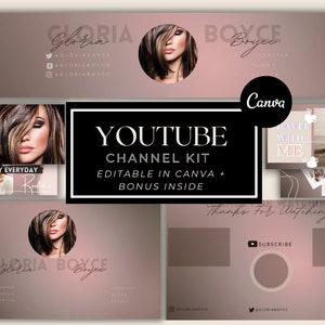 Youtube Channel Kit, Youtube Branding Kit, Youtube Banner, Canva Youtube Intro Outro, Youtube Channel Art, Youtube End Card, Video Thumbnail