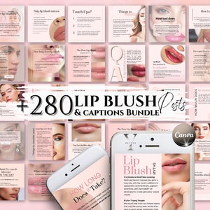 PMU Lip Blush Instagram Template Semi Permanent Makeup Lip Blush Aftercare PMU Artist Esthetician Medspa Social Media Lip Tattoo Beauty Post