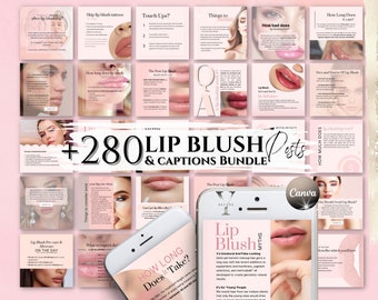 PMU Lip Blush Instagram Template Semi Permanent Makeup Lip Blush Aftercare PMU Artist Esthetician Medspa Social Media Lip Tattoo Beauty Post
