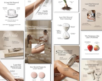 Laser-Haar entfernen Instagram Posts Canva Template für Kosmetikerinnen (MedSpa Social Media), Hautpflege-Kliniken