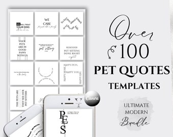 Pet Instagram Templates Quotes Pet Grooming Pet Shop Pet Care Pet Blogger Template Dogs Template Business Branding Veterinarian Social Media