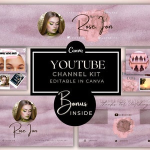 Youtube Channel Kit, Youtube Branding Kit, Youtube Banner, Canva Youtube Intro Outro, Youtube Channel Art, Youtube End Card, Video Thumbnail