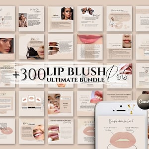 PMU Lip Blush Instagram Post Permanent Makeup Esthetician Template Medspa Blush Aftercare Social Media Lip Tattoo SPMU Neutralization Flyer