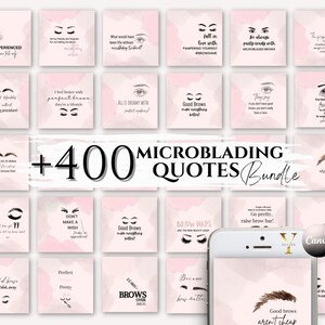 Brows Microblading Instagram Quotes Microblading PMU EyeBrow Tattoo Social Media Bundle Brow Tech Permanent Makeup Esthetician Template Post