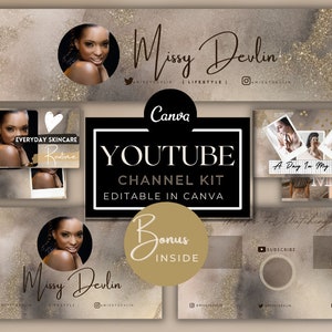 Youtube Channel Kit, Youtube Branding Kit, Youtube Banner, Canva Youtube Intro Outro, Youtube Channel Art, Youtube End Card, Video Thumbnail