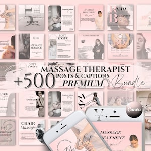 Massage Therapist Massage Instagram Template Spa Esthetician Social Media Post Canva Business Bundle Ig Beauty Flyer Content Quote Captions