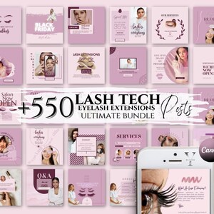 Lash Tech Instagram Post Templates Permanent Makeup Instagram PMU Social Media Lash Lift Aftercare Esthetician Beauty Post Eyelash Salon Spa