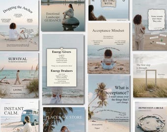 Instagram Vorlagen für Therapeut, spiritueller Coach, Wellness Inhalt (Canva), Psychologe Ganzheitliches Leben, Beratung für Mentale Gesundheit
