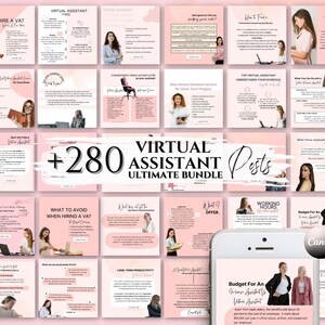 Virtual Assistant Instagram Template Social Media Manager VA Post VA Social Media Template Marketing Template Canva Virtual Assistant Bundle