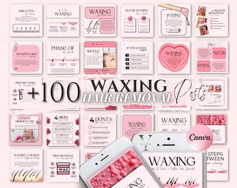 Waxing Instagram Template Waxing Post Pink Waxing Flyer Hair Removal Social Media Skincare Esthetician Canva Body Waxing Spa Salon Captions