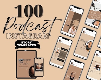 Podcast Instagram Template, Podcast Templates, Podcast Story Template IG Podcast Story Canva Social Media Engagement Templates Insta Stories