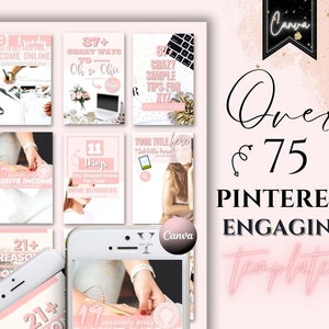 Pinterest Pins Templates Canva Pinterest Marketing Viral Pins Lifestyle Pinterest Template Blogger Coach Social Media Manager Pink Pinterest
