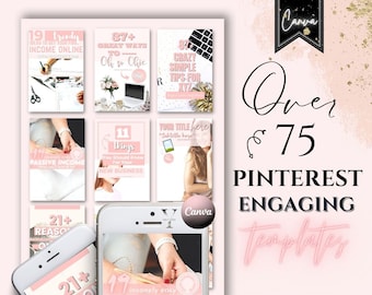 Pinterest Pins Templates Canva Pinterest Marketing Viral Pins Lifestyle Pinterest Template Blogger Coach Social Media Manager Pink Pinterest