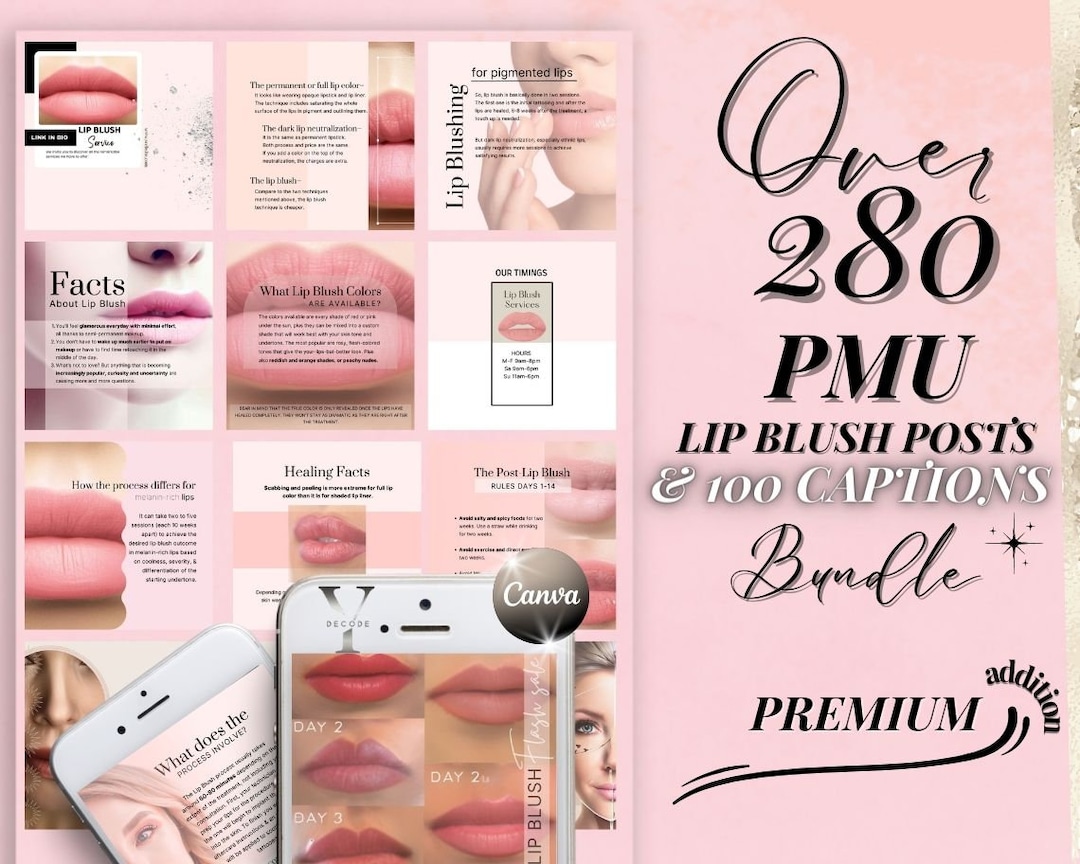 PMU Lip Blush Instagram Template IG Semi Permanent Makeup PMU