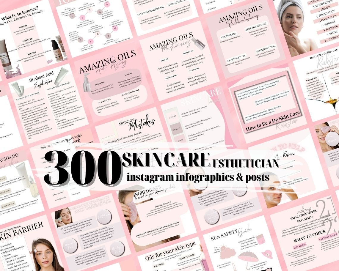 Skincare Instagram Template, Esthetician Instagram Post Templates, Esthetician Insta, Ig Templates Beauty Product Launch, Skin Type Business