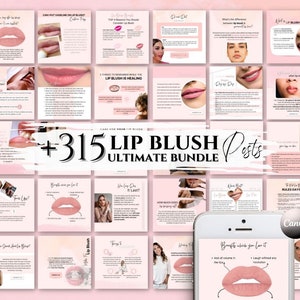 PMU Lip Blush Instagram Templates IG Semi Permanent Makeup PMU Esthetician Template Medspa Aftercare Social Media Lip Tattoo Blushing Flyers