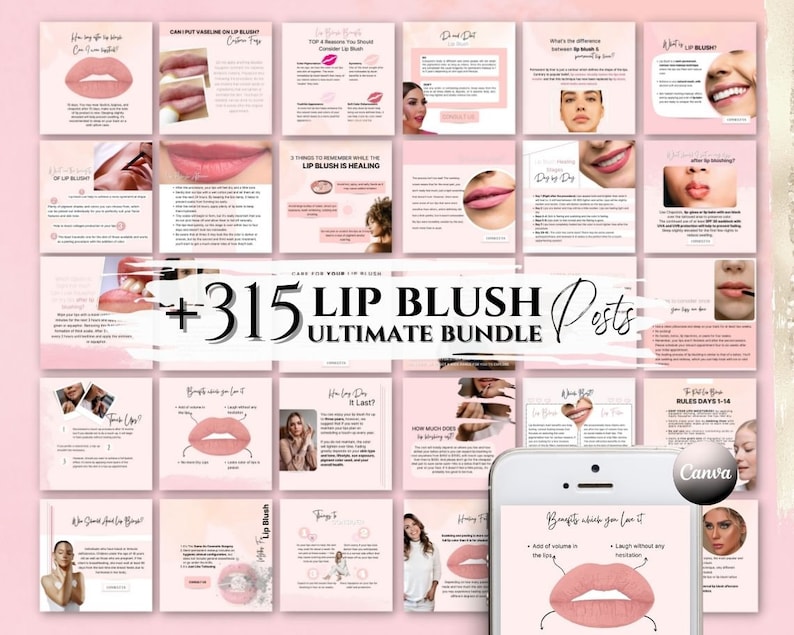 PMU Lip Blush Instagram Templates IG Semi Permanent Makeup Etsy