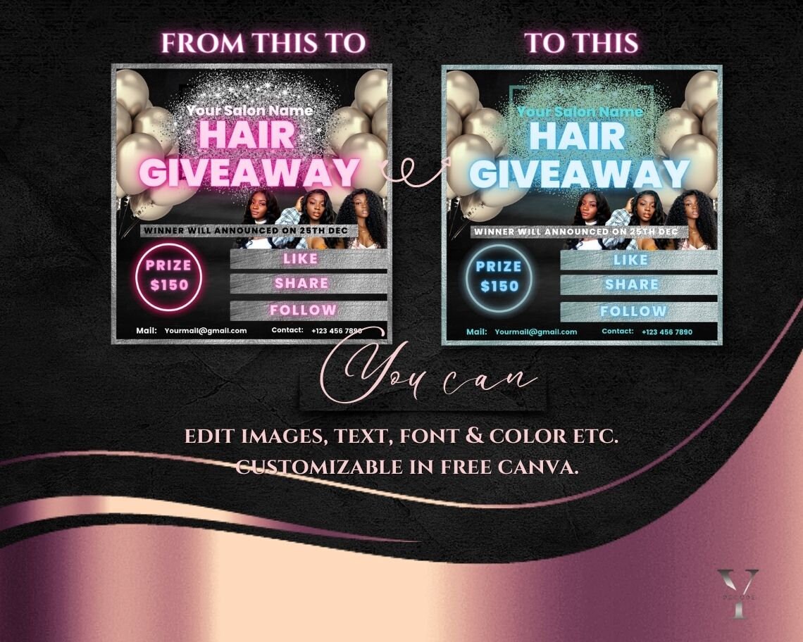 Hair Raffle Giveaway Hair Flyer Raffle Giveaway Hairstylist Template Beauty Flyer ...