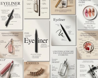 Permanent Makeup Instagram Post Canva Templates SPMU Artists Microblading Nano Brows Lip Blush Eyeliner