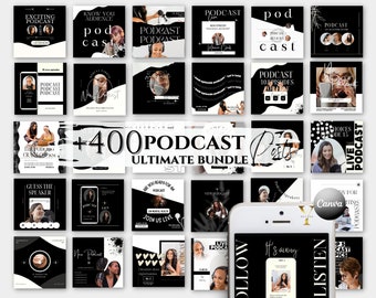 Podcast Template Podcast Instagram Template Podcast Media Kit Podcast Canva Podcast Flyer Stories Branding Guest Podcast Social Media Black