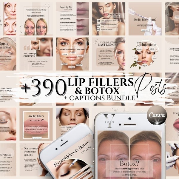 Botox Lip Filler Instagram Post Social Media Lippenfüller Botox Vorlage Permanent Make-up PMU Kosmetikerin Injizierbare Medspa Flyer, Ig Beschriftungen