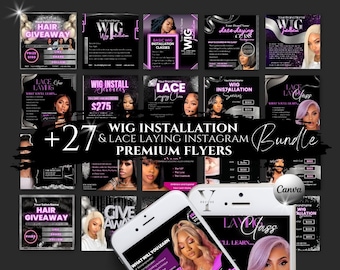 Wig Price list, Hair Flyer, Wig Install Template Salon Price List Braid Flyer Booking Flyer Hairstylist Instagram Bundle Deal Flyer Giveaway