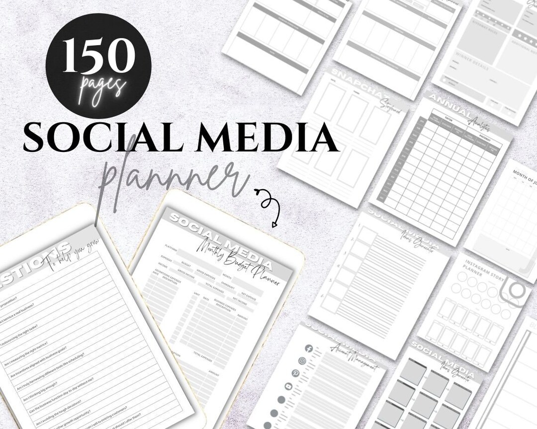 Social Media Planner Pdf Printable Social Media Marketing Content ...