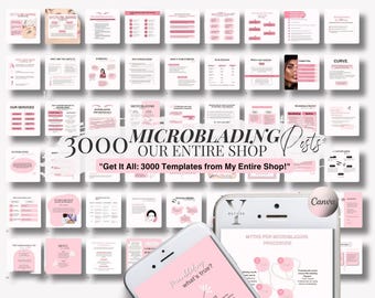 Brows Microblading Instagram Template Microblading EyeBrow Tattoo Social Media Post Pink Brow Artist Permanent Makeup PMU Post Flyer Bundle