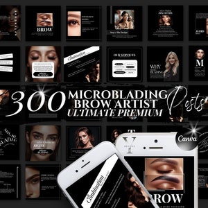 Brows Microblading Instagram Template Microblading EyeBrow Tattoo Social Media Post Black Luxury Brow Artist Permanent Makeup PMU Post Flyer