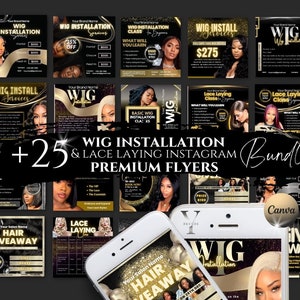 Wig Installation Instagram Wig Flyers Wig Price list Hair Salon Booking Flyer Hairstylist Instagram Braid Hair Extension DIY Giveaway Raffle