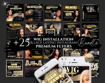 Wig Installation Instagram Wig Flyers Wig Price list Hair Salon Booking Flyer Hairstylist Instagram Braid Hair Extension DIY Giveaway Raffle