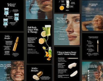 Modèle de thérapie intraveineuse Instagram Modèle de médias sociaux pour l'hydratation intraveineuse goutte-à-goutte Dépliant de thérapie par perfusion intraveineuse Menu de thérapie à la vitamine C par voie intraveineuse Infirmière injecteur
