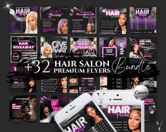Hair Flyer Price List Template Booking Flyer Hairstylist Instagram Hair Salon Bundle Deal Flyer Social Media Giveaway Flyer Braid Menu Flyer