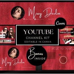 Youtube Channel Kit, Youtube Branding Kit, Youtube Banner, Canva Youtube Intro Outro, Youtube Channel Art, Youtube End Card, Video Thumbnail