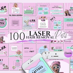 Laser Hair Removal Templates Laser Hair Removal Poster Esthetician Instagram Social Medium Beauty MedSpa Laser Clinic Black Flyer Aftercare