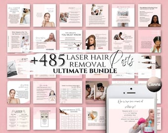 Laser Hair Removal Post Canva Template Esthetician Post Skincare Instagram Beauty Social Media Post IPL Wax Flyer Infographic Med Spa Clinic