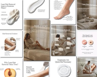 Laser-Haarentfernung Instagram Post Templates: Kosmetikerin Social Media (Canva) Medspa Klinik Nachsorge Flyer