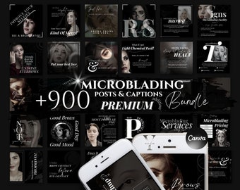 Brows Microblading Instagram Template Microblading EyeBrow Tattoo Social Media Bundle Brow Artist Caption Permanent Makeup Ig PMU Post Flyer