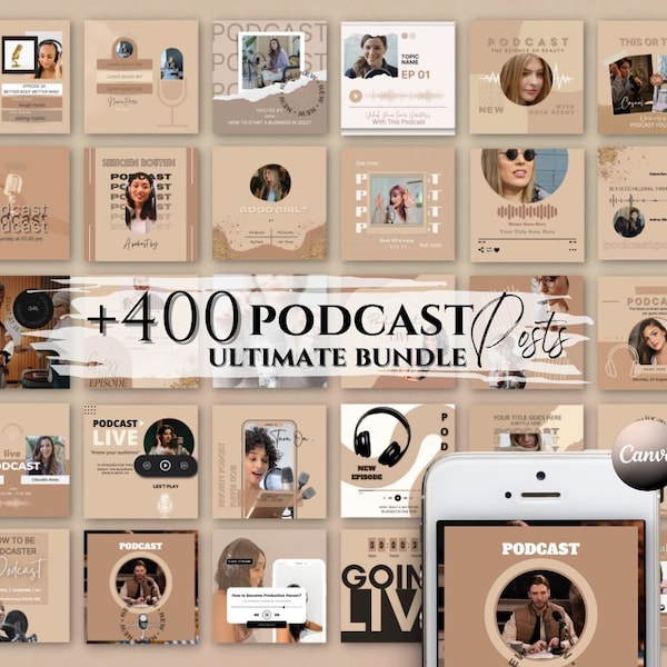 Podcast Template Podcast Instagram Template Podcast Canva Template Ig Template Podcast Social Media Podcast Bundle Branding Kit Facebook